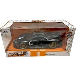 Jada Bigtime Muscle 2017 Ford GT Black 1/24 Die-cast Car White Stripes #2 NIP
